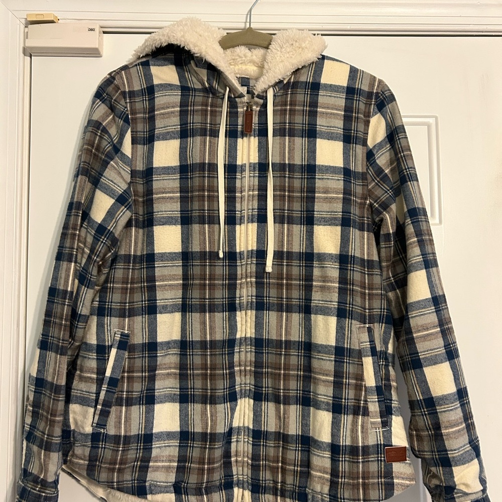 L.L. Bean Blue and Brown Plaid Flannel Jacket